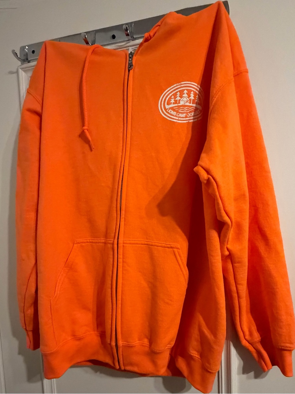 Orange Full-Zip Hooded Jacket with Camp Logo - Kids